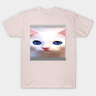 Albino Cat Peeks illustration T-Shirt